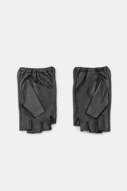 ZARA КОЖАНЫЕ МИТЕНКИ С КОЛЬЦАМИ, ЧЕРНЫЙ