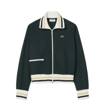 Женская Кофта теннисная Lacoste Zip-Up Stripe Accent - forest green