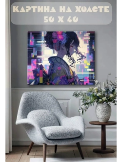 Картина на стену 40 X 50 Аниме гейша