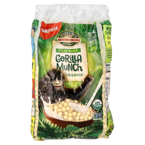 Nature's Path, EnviroKidz, органические хлопья Горилла Munch®, кукурузные хлопья, 650 г (23 унции)