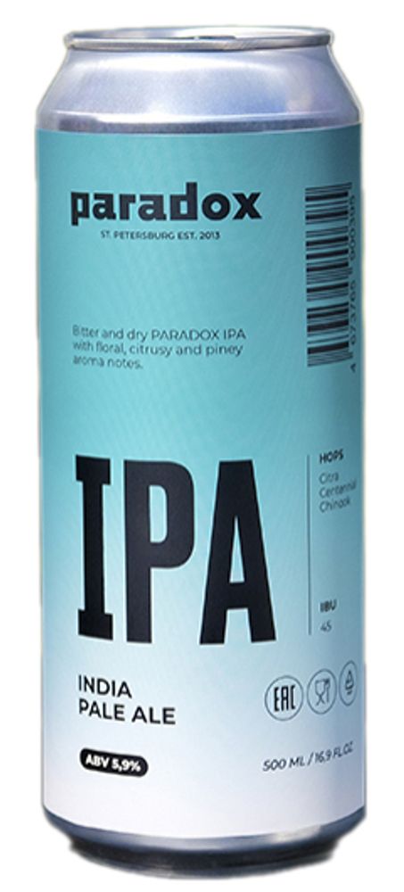 Пиво Парадокс ИПА / Paradox IPA 0.45 - банка