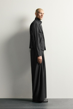 ZARA БРЮКИ RELAXED FIT СО СКЛАДКАМИ, ЧЕРНЫЙ