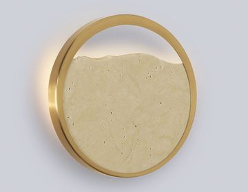 Настенный светодиодный светильник с травертином 9W 3000K LH53606 латунь High Light Ceramo Modern Ambrella