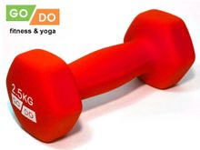Гантель GO DO в матовой оболочке вес 2.5 кг  (Красный)