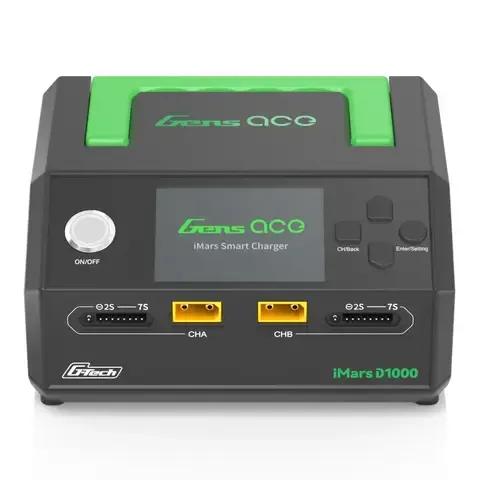 Зарядное устройство Gens ace iMars D1000 Smart Charger | два канала | AC 1000 Вт (25A x2 | 500W x2) | G-Tech | 1-7S