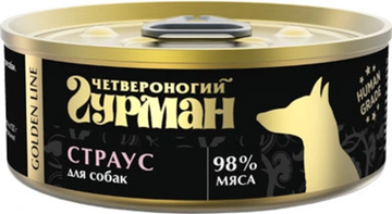 Четвероногий гурман Golden Line консервы для собак  Страус натуральная в желе, 100 г