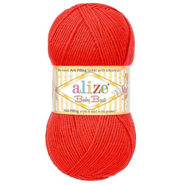 Пряжа Alize (Ализе) Baby Best / уп.5 мот. по 100 г, 240м, 056 красный A