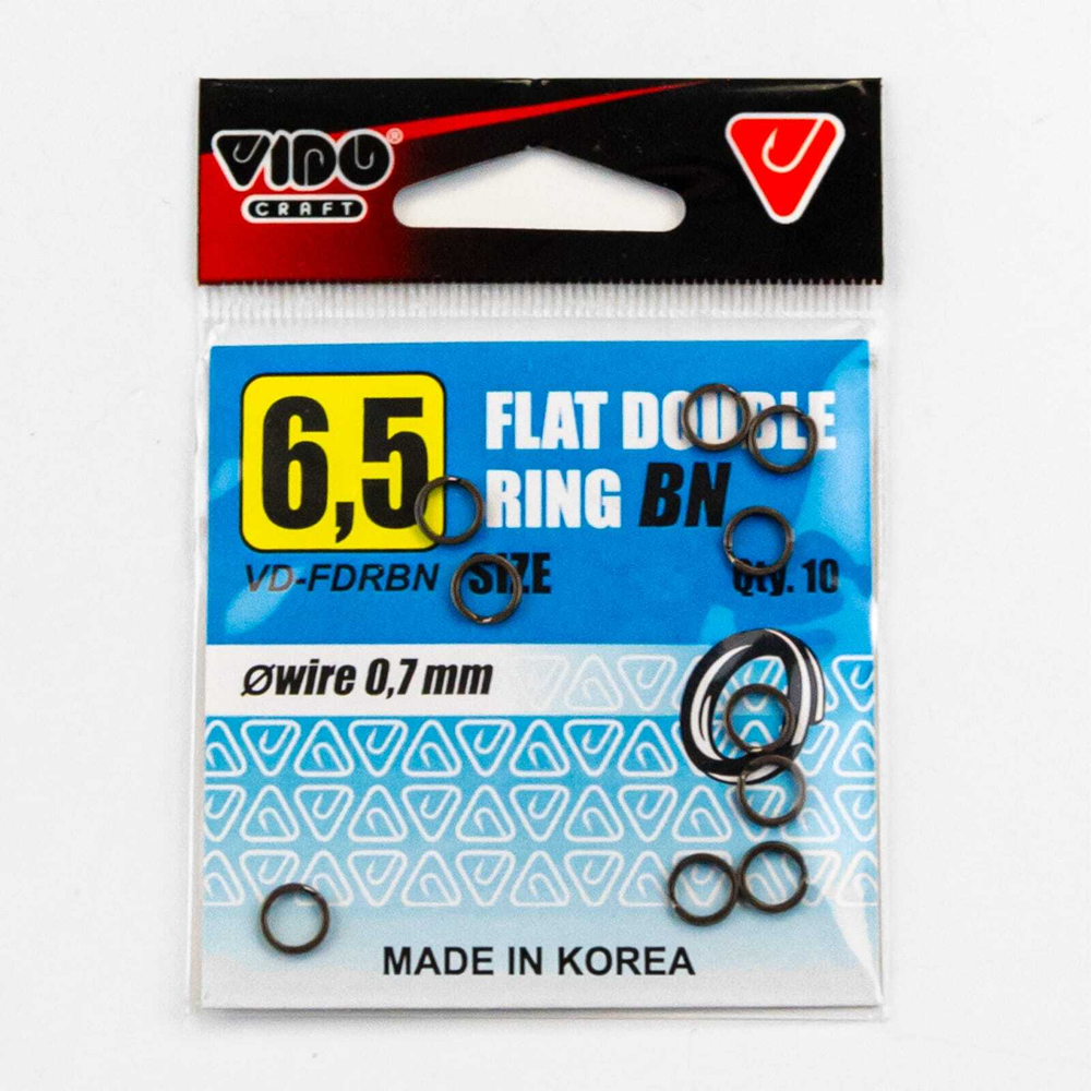 Кольцо заводное Vido Craft Flat Double Ring, Черный никель (10шт/уп)