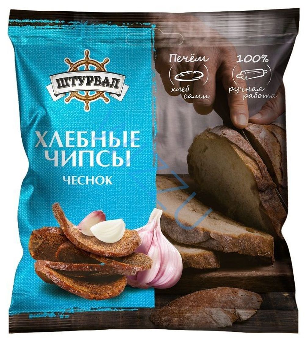 Хлебные чипсы с чесноком 40г  ШТУРВАЛ