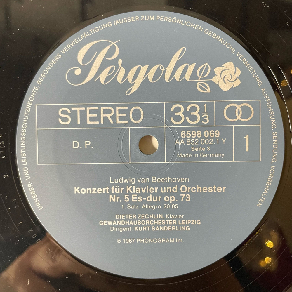 Винтажная виниловая пластинка LP Ludwig van Beethoven Бетховен, Konzerte Fur Flavier and Orchester Nr 3 C Moll and Nr 5 Es Dur Kaiser Konzert (Германия 1977)