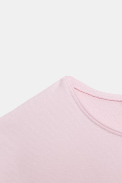 ZARA УКОРОЧЕННАЯ ФУТБОЛКА С КОРОТКИМИ РУКАВАМИ, ЦВЕТ РОЗОВОГО МЕЛА