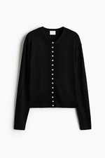 Тонкий трикотажный кардиган — Тёмно-серый меланж - H&M