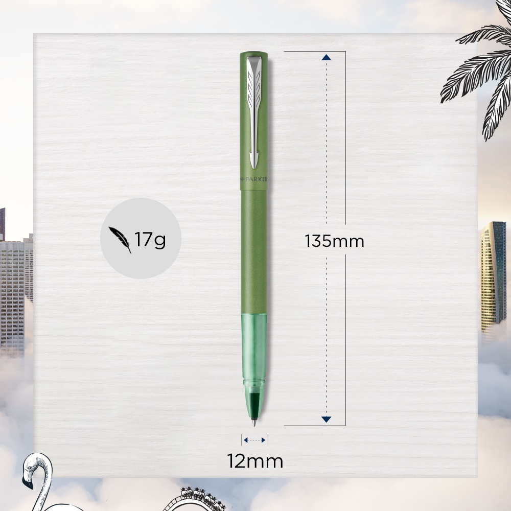Ручка-роллер Parker Vector XL Green CT, цвет чернил black, стержень: F, в подарочной упаковке.