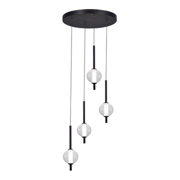 Светильник подвесной LED 4*8,5W 3000K SL6120.403.04 чёрный/прозрачное кракелированное стекло Peek ST-Luce
