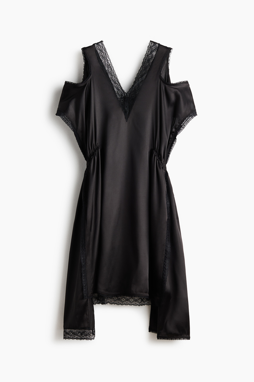Атласное платье с кружевом - H&M