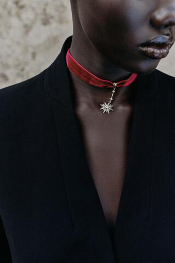 ZARA БАРХАТНЫЙ ЧОКЕР СО ЗВЕЗДОЙ, БОРДОВЫЙ