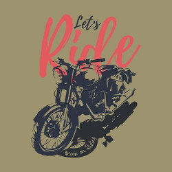 Стильный принт с классическим мотоциклом и лозунгом Let's Ride в стиле гранж