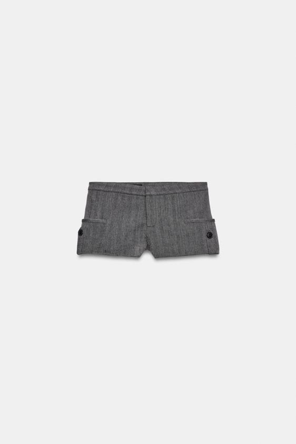 ZARA МИНИ-ШОРТЫ С КАРМАНАМИ, ЧЕРНЫЙ/ЭКРЮ