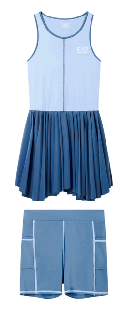 Женское теннисное платье EA7 Tennis Jersey - blue horizon/zen blue