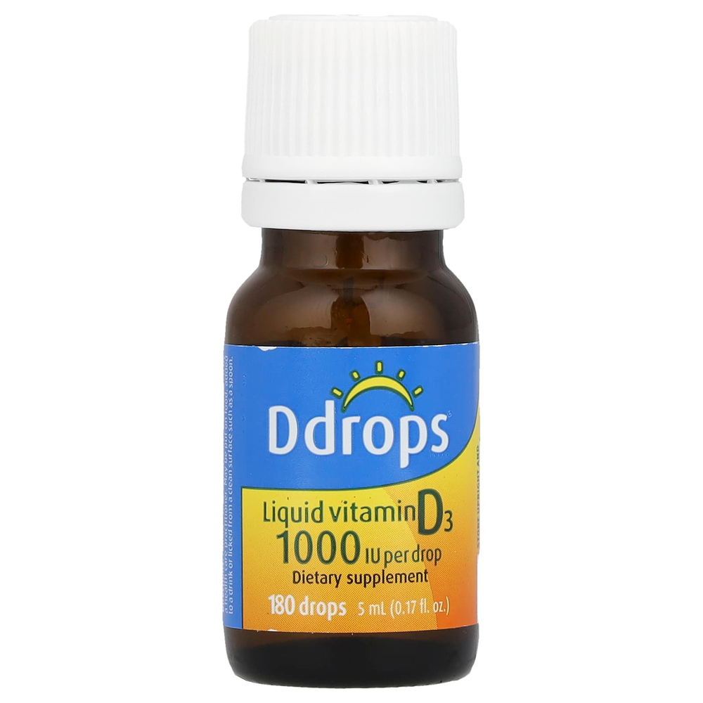 Ddrops, жидкий витамин D3, 1000 МЕ, 5 мл (0,17 жидк. унции)