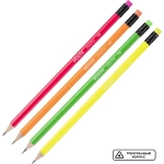 Карандаш чернографитный НВ с ластиком Attache Colorful заточенный трёхгранный