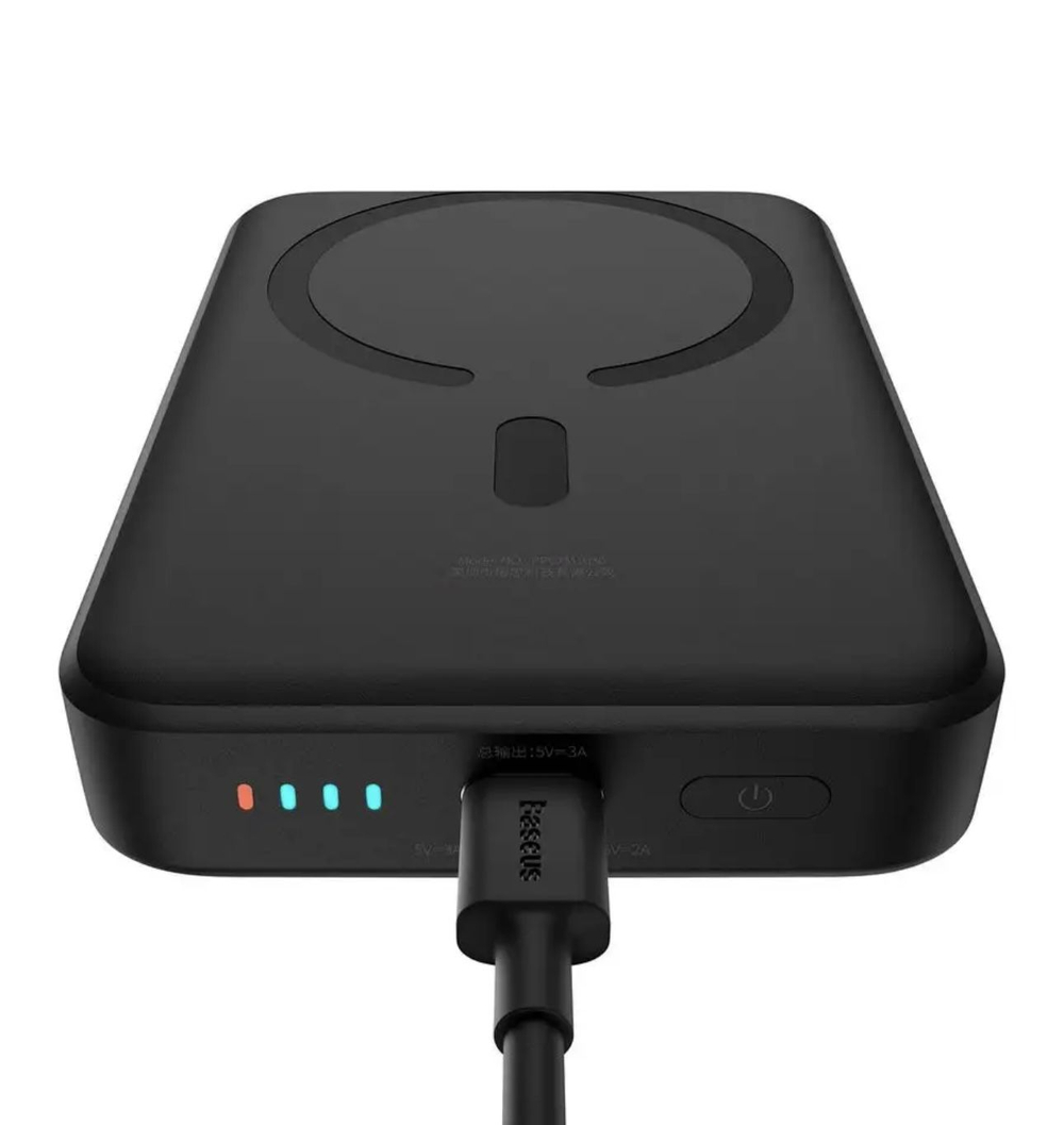 Внешний аккумулятор с магнитом повербанк PowerBan 10000mAh 30W черный Magnetik Mini BASEUS РРСХМ1030