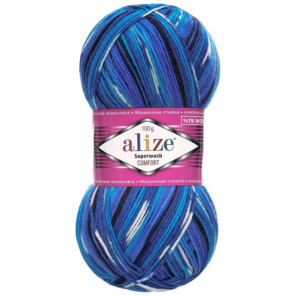 Пряжа Alize (Ализе) Superwash Comfort Socks / уп.5 мот. по 100 г, 420м, 4446 секционный A