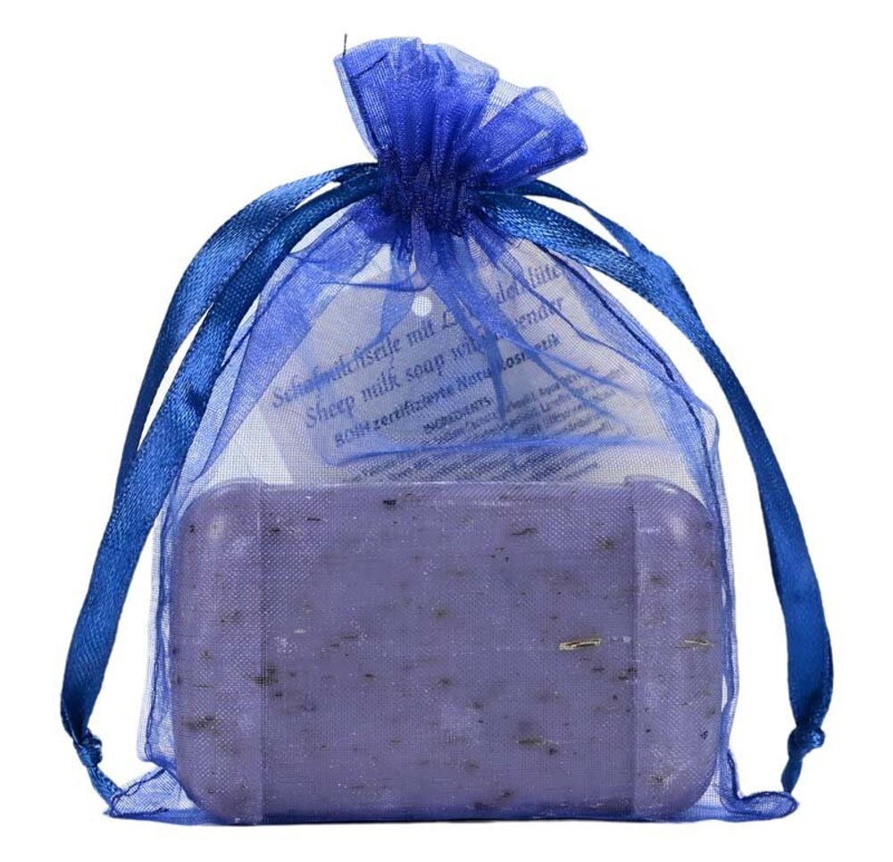 Мыло из овечьего молока с цветками лаванды в органзе Saling, 100 гр