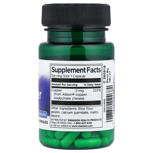 Swanson Vitamins, Albion®, медь, 2 мг, 60 капсул