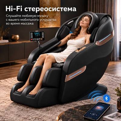 Массажное кресло RelaxMaster «Onyx Point A», MG [4D, чёрное]