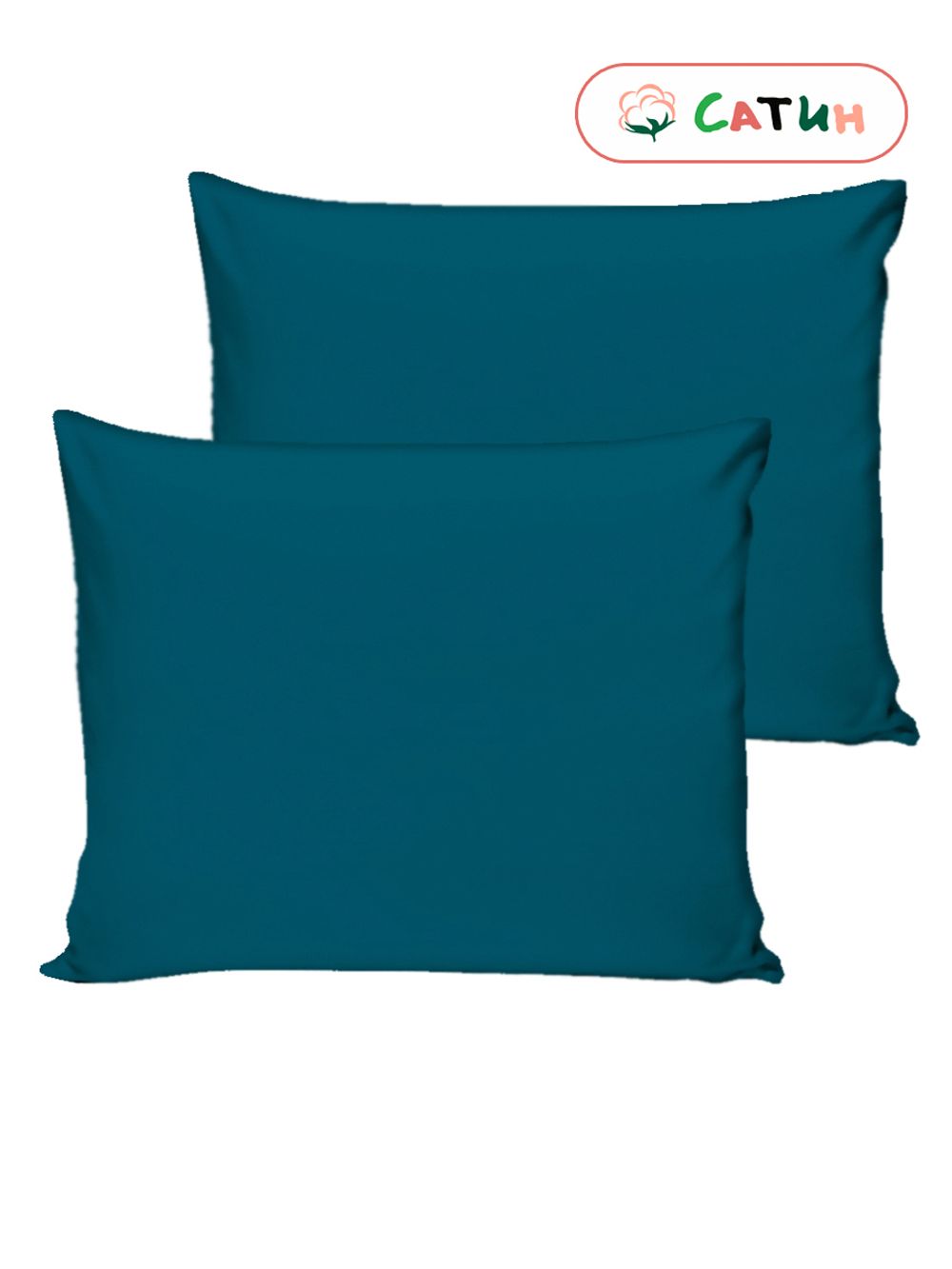 Наволочка комплект 2шт сатин Milky Garden "TEAL" 50x70 см на молнии