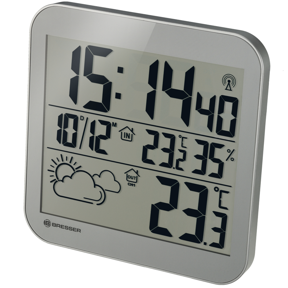 Часы настенные Bresser MyTime LCD, серебристые