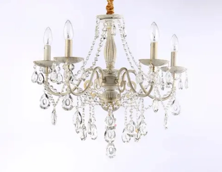 Подвесная люстра с хрусталем TR4944/5 WH/GD/CL белый/золото/прозрачный E14/5 max 40W D605*565