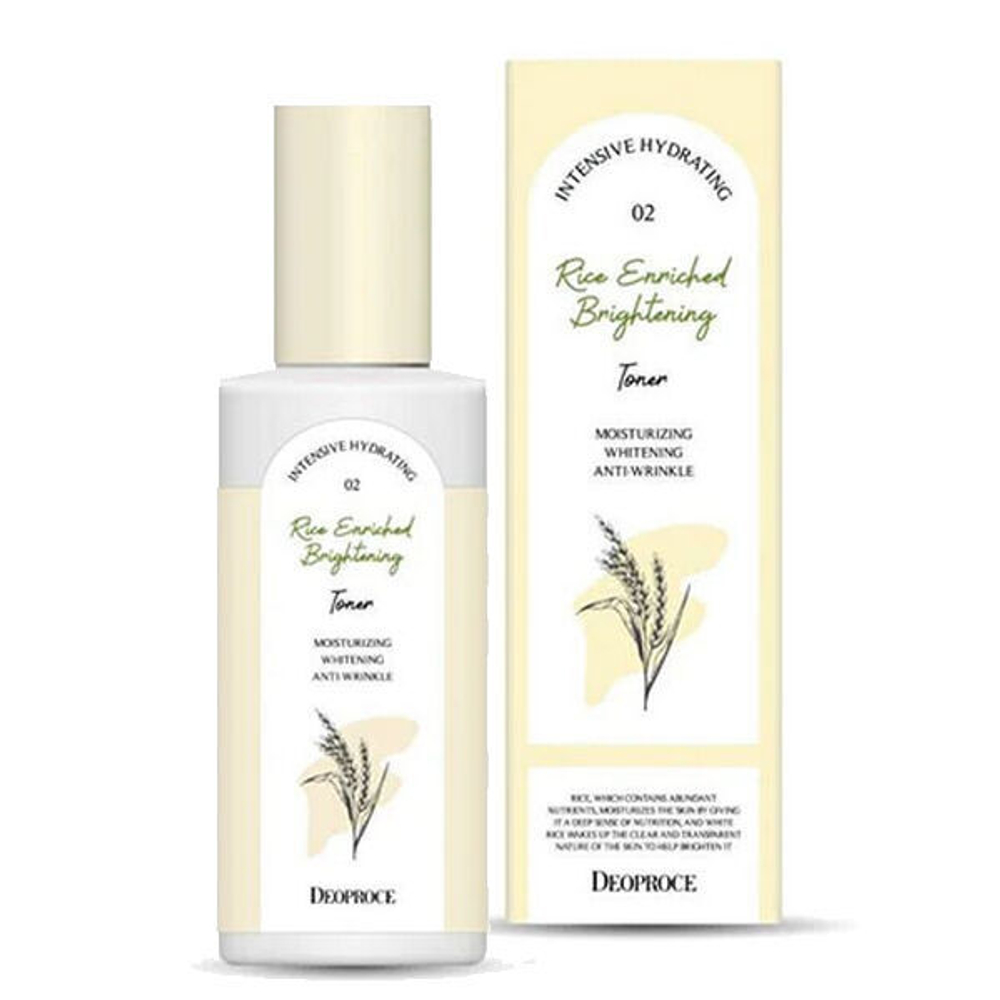 Осветляющий тонер для лица с экстрактами злаковых культур Deoproce Rice Enriched Brightening Toner, 200мл