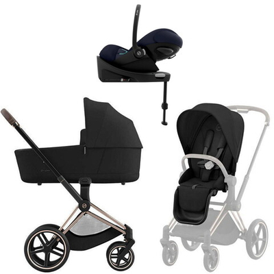 Коляска Cybex Priam IV Rosegold complete Cloud G Ocean Blue Plus Base G 3 в 1 Sepia Black