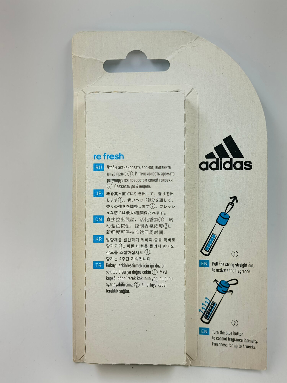 Дезодорант-спрей для обуви Аdidas RE-FRESH SPORT устранение запахов, 4 мл (в упаковке 2 стика по 2 мл)