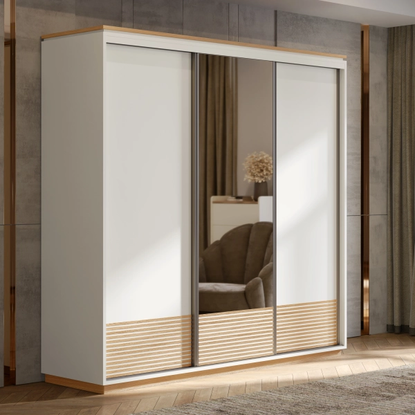 Шкаф-купе NOA 2067 Neutro/Lacado Branco IDC Mobiliario