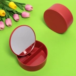 Зеркало настольное с органайзером для косметики «Beauty», цвет красный, 16,5*17см