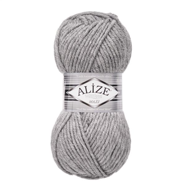 Пряжа Alize (Ализе) Superlana Maxi / уп.5 мот. по 100 г, 100м, 021 серый меланж A