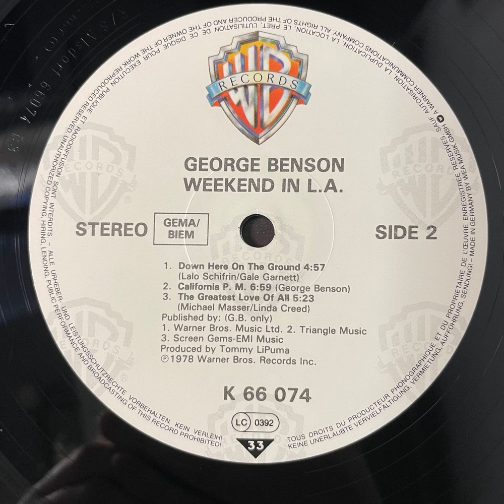 Винтажная виниловая пластинка LP George Benson, Weekend In L.A. (Германия 1978)