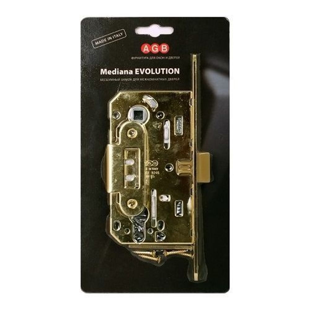 Замок межкомнатный под цилиндр AGB MEDIANA EV B01103.50.23 (мат.латунь) /21717/
