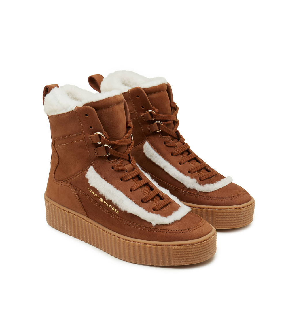 Кожаные кроссовки essential lace up warmbootie Tommy Hilfiger - коричневый(FW0FW07503)