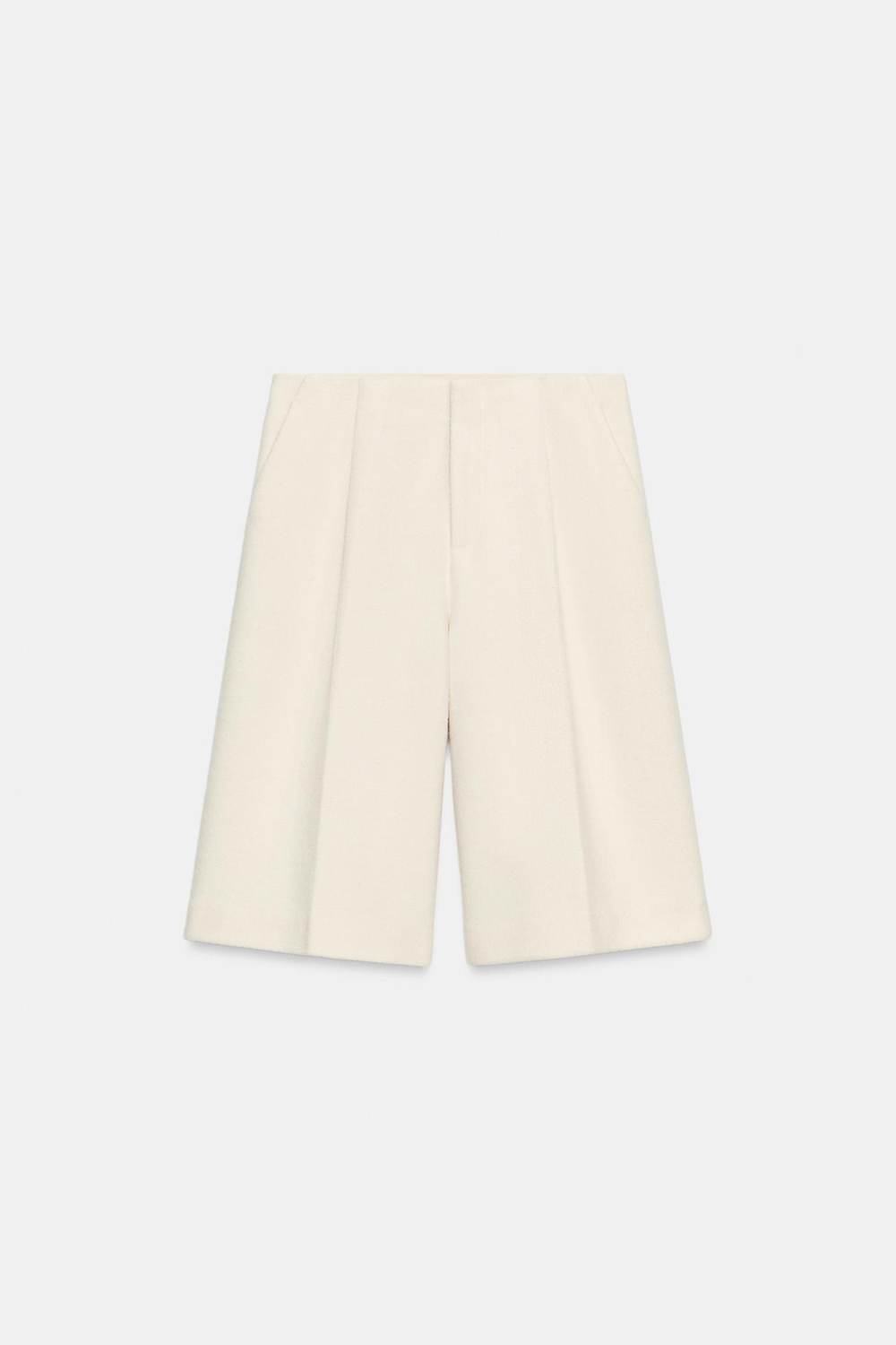 ZARA ШОРТЫ ИЗ СУКНА, ЭКРЮ
