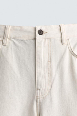 ZARA ДЖИНСЫ STRAIGHT FIT, ЖЕЛТОВАТО-БЕЛЫЙ