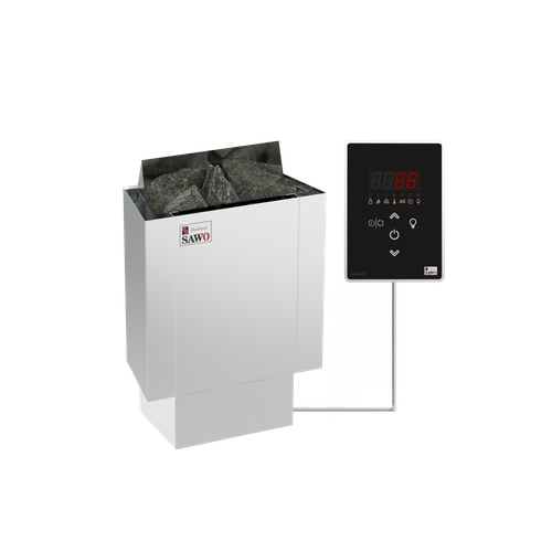 Электрическая печь SAWO NORDEX Mini NRMN-23Ni2-Z (2,3 кВт, внутри оцинковка, снаружи нержавейка), выносной пульт (встроенный блок мощности, пульт покупается отдельно)
