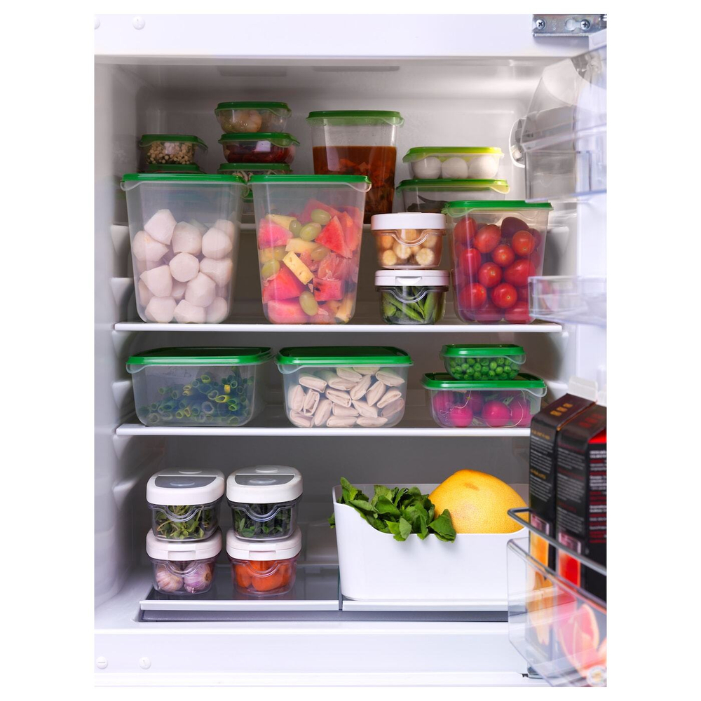 IKEA PRUTA  (ИКЕА ПРУТА)  -  Контейнер для продуктов, 17 штук, прозрачный/зеленый