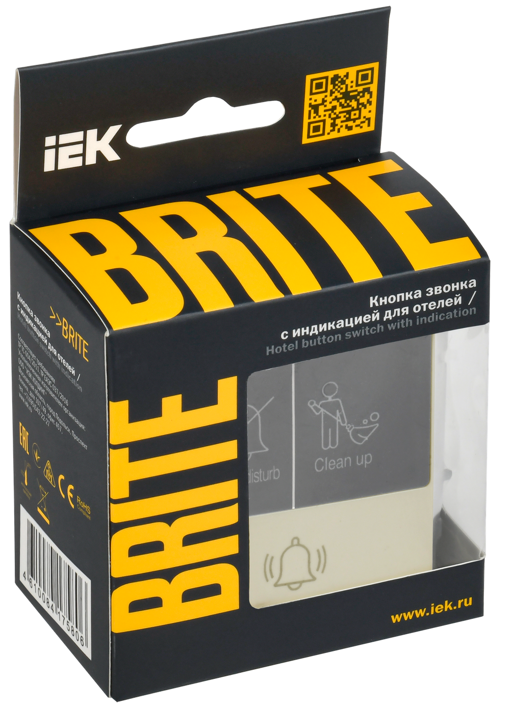BRITE Кнопка звонка с индикацией для отелей 10А ВС10-1-9-БрКр бежевый IEK