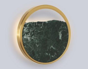 Настенный светодиодный светильник с мрамором 9W 3000K LH53611 латунь/зеленый High Light Ceramo Modern Ambrella