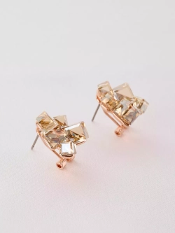 Серьги гроздья Мираж с кубиками Swarovski цвета шампань