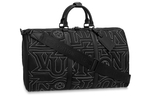 LOUIS VUITTON Keepall Cow Leather Trim Shoulder Bag, Crossbody Bag, Handbag, Travel Bag Men"s Black